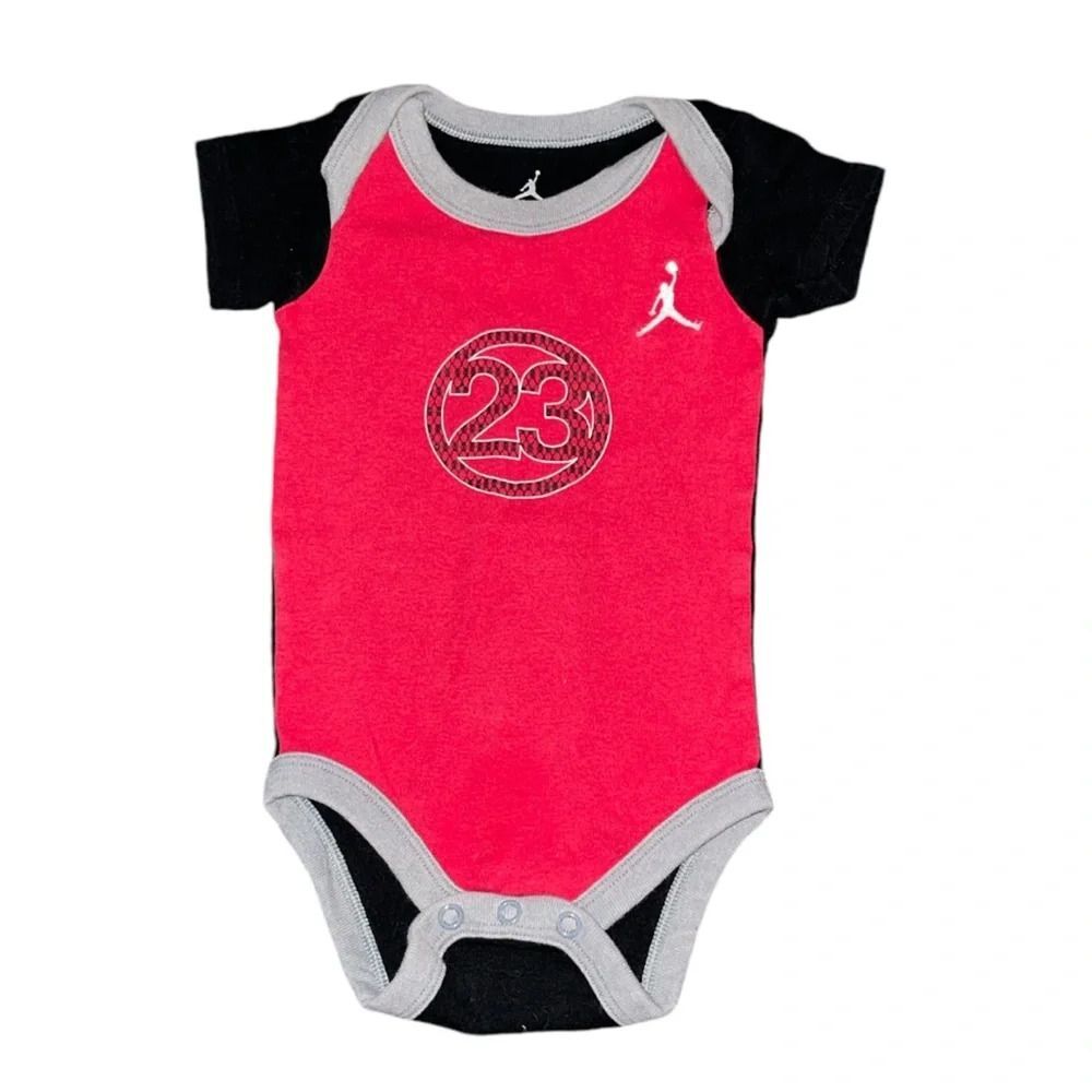 Jordan Baby Bodysuit 23 Logo, Red/Black | 0-6 Months